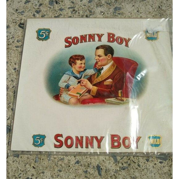 Vintage Sonny Boy Cigar Box Label Father & Son Imagery - Picture 2 of 3